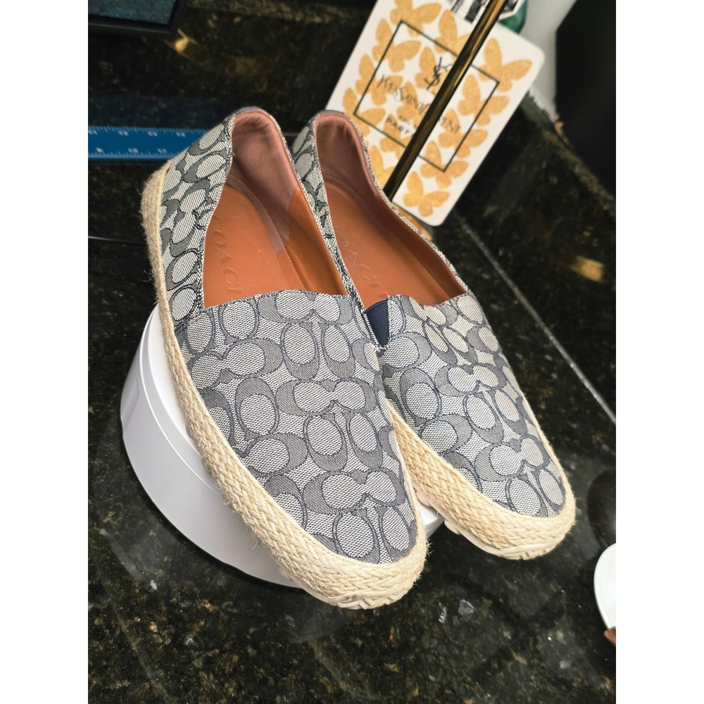 Coach Men's 11.5 Signature Jacquard Espadrille Loafers Slip On Designer Shoes